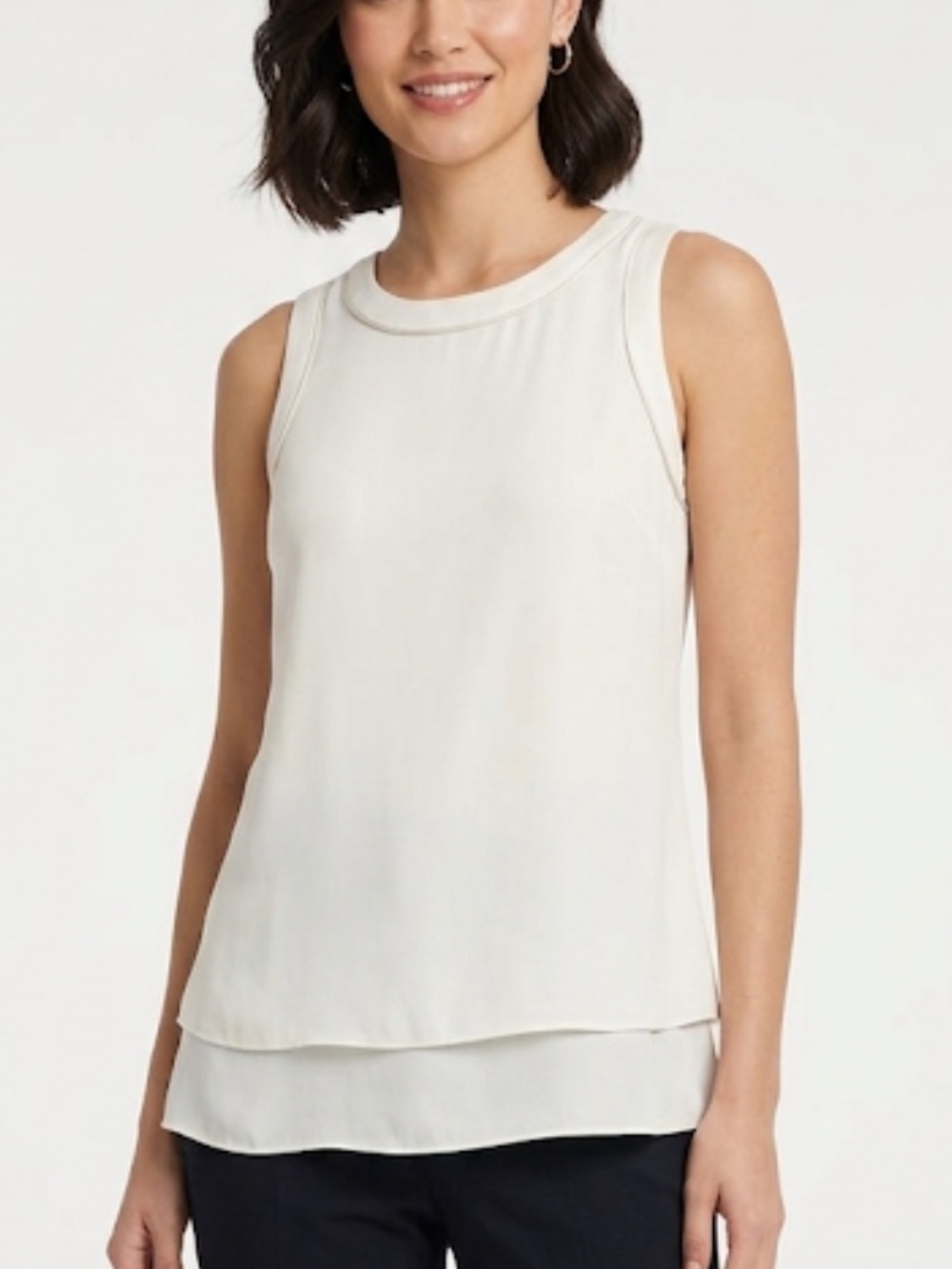White House Black Market sleeveless off White tiered Top size XS